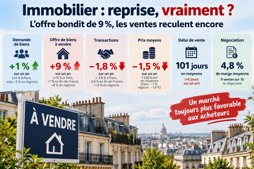 Immobilier : reprise, vraiment ? L'offre bondit de 9 %, les ventes reculent encore Immobilier : reprise, vraiment ? L'offre bondit de 9 %, les ventes reculent encore